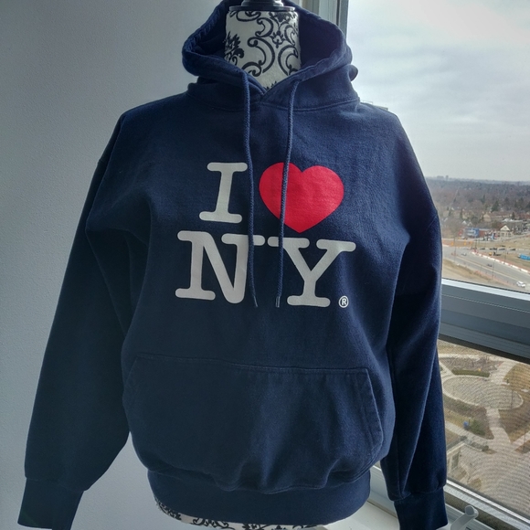 I ❤️NY Pullover Thick Hoodie in Dark Navy Spring - Picture 2 of 8